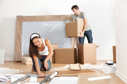 Croydon removals van moving day with packed furniture and boxes