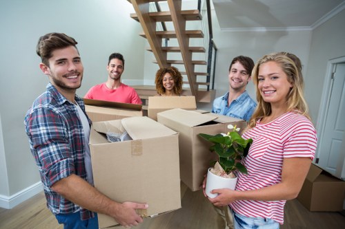 Moving boxes and furniture prepared for a Croydon removal service