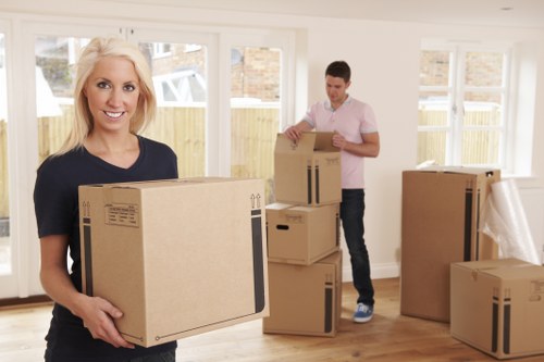 Office furniture and equipment being prepared for a Croydon commercial move