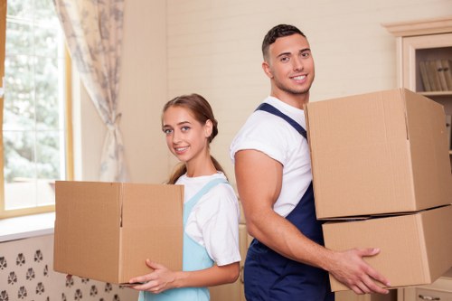 Boxes and furniture loaded for removal truck hire