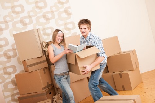 Packed boxes and furniture prepared for a Croydon removals job